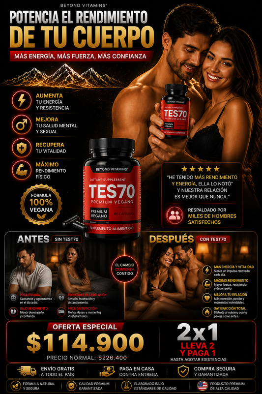 TES70™️ – Capsulas de Soporte para la Testosterona, Energía, Fuerza y Rendimiento Masculino ✅